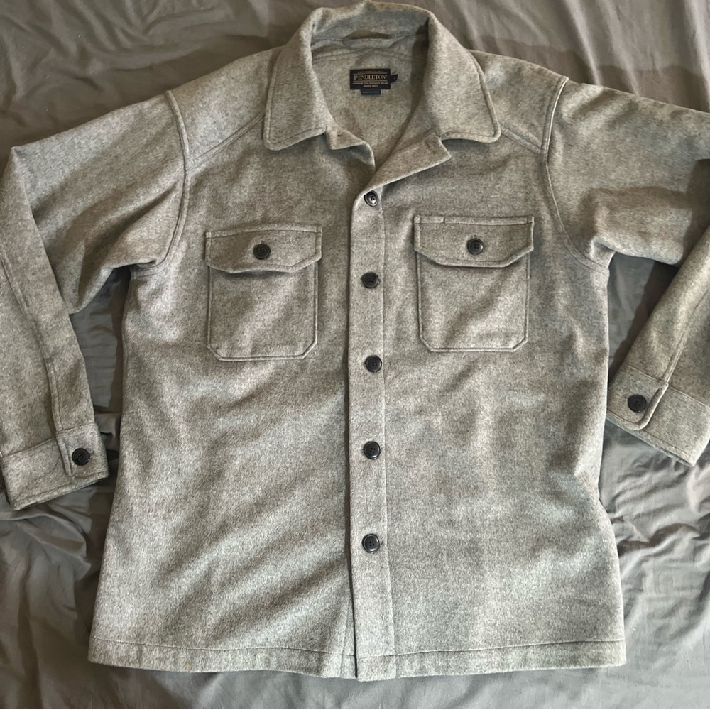 PENDLETON Wool Cashmere Overshirt Men’s Large Long Sleeve Button Up Grey